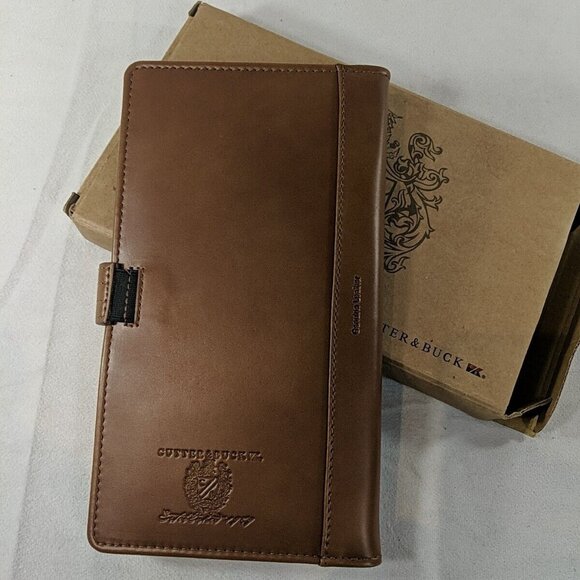 Cutter & Buck Genuine Leather Passport Folder Brown ID Travel Wallet NEW - Picture 3 of 13